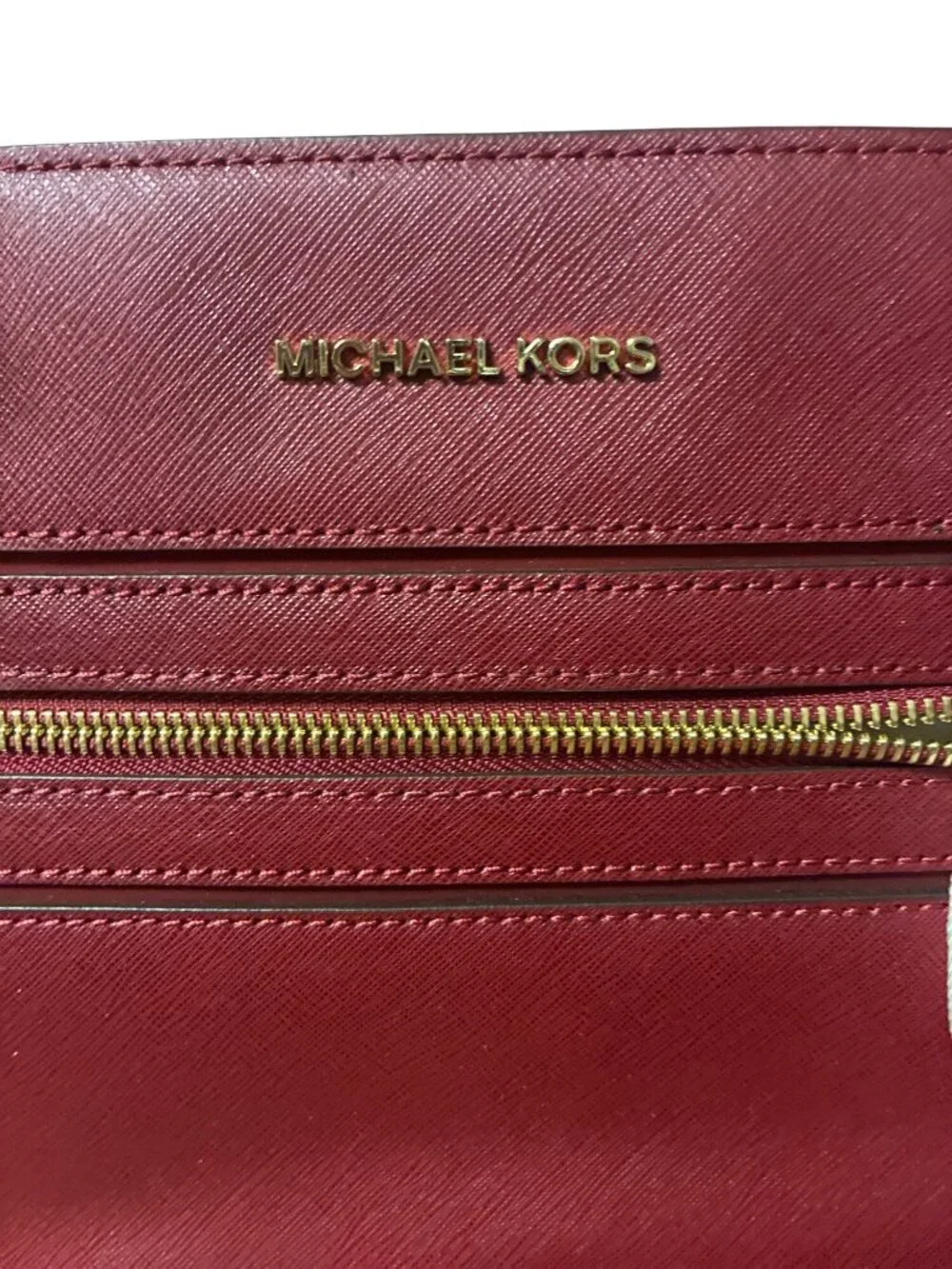 NEW Michael Kors Charlotte Large NS Tote Leather‎ Structured Cherry Red NWT